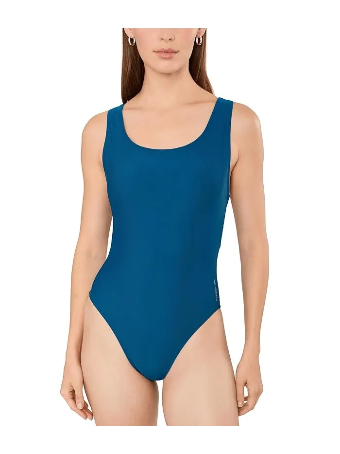 Купальник слитный с сетчатой спинкой Solid Mesh Scoop Neck One-Piece Speedo — коричневый