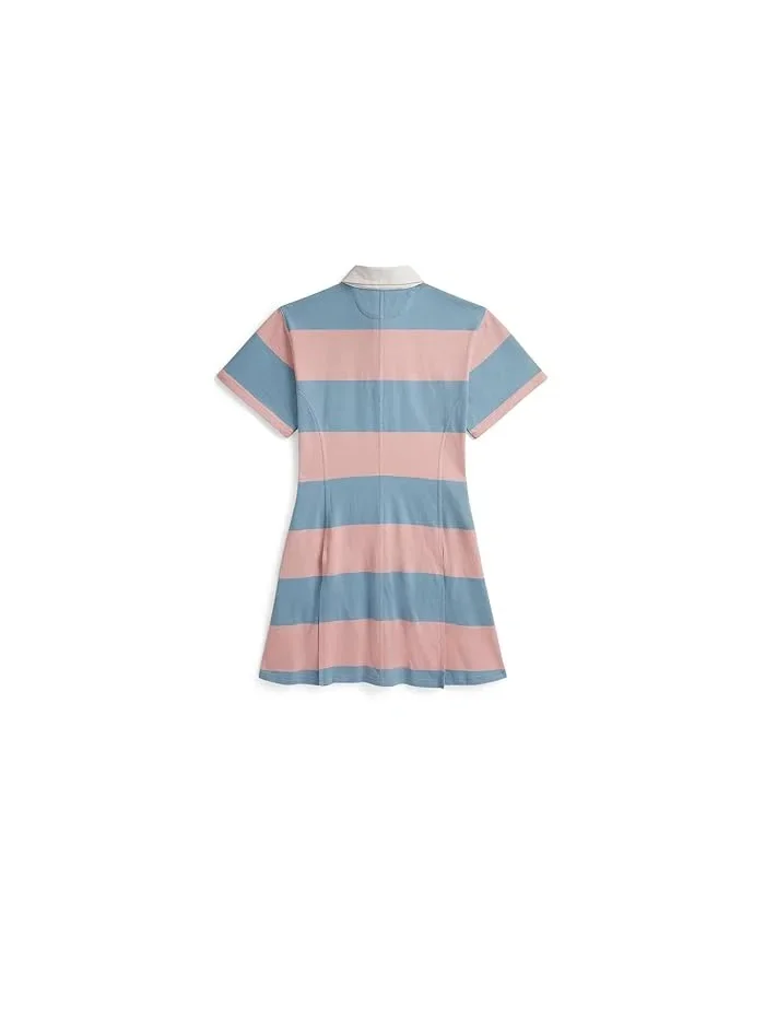 Платье полосатое джерси Rugby Polo Ralph Lauren Kids — изображение 2 из 2, розовый/синий