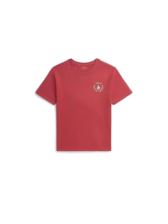 Футболка хлопковая логотип Polo Ralph Lauren Kids — изображение 1 из 2, красный