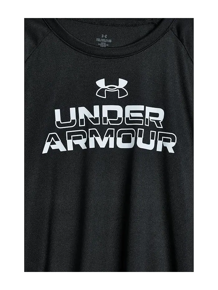 Футболка Tech Split Wordmark детская Under Armour Kids — изображение 3 из 3, фиолетовый/белый