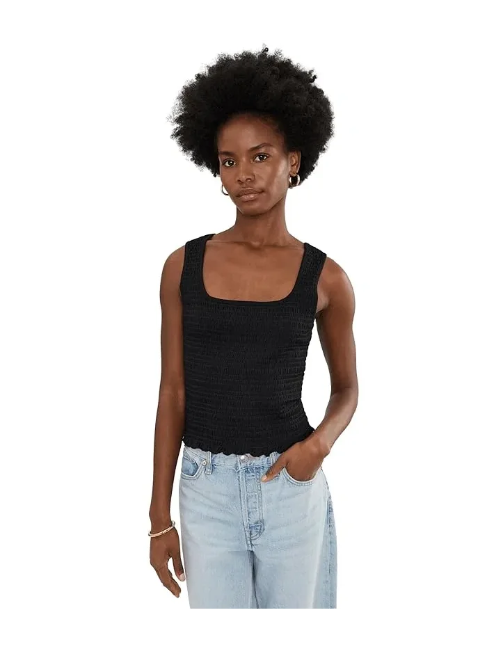 Топ с запахом Scoop Neck Smocked Tank Madewell — изображение 1 из 5, черный