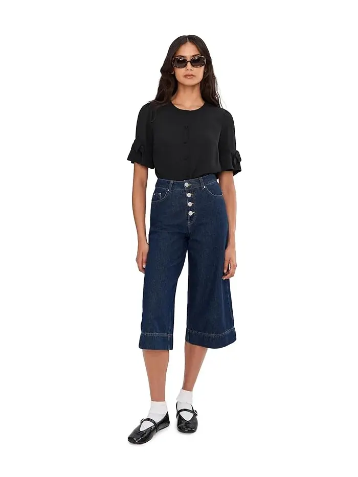 Топ CeCe Flounce Elbow Bow Sleeve — изображение 2 из 5, насыщенный черный