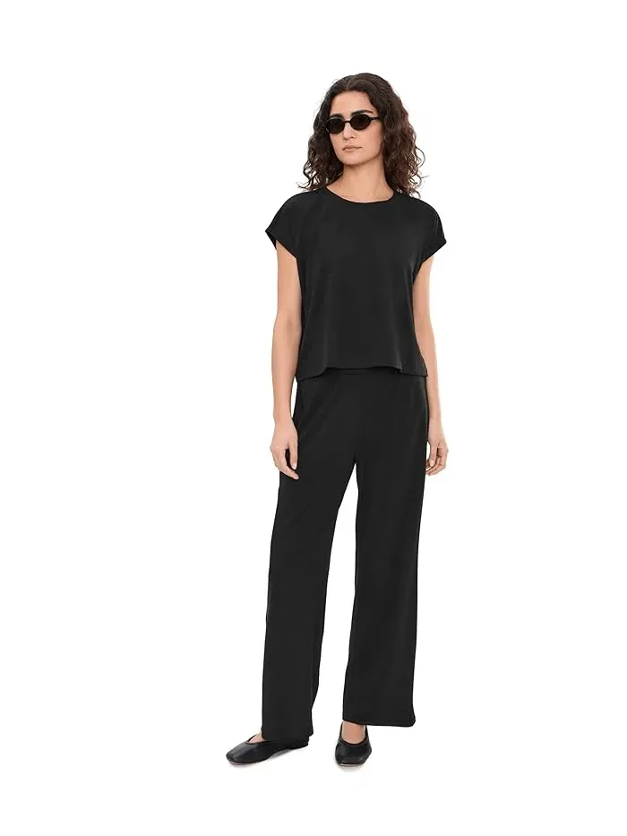 Топ с воротником-стойкой вязаный укороченный Eileen Fisher — изображение 2 из 5, белый