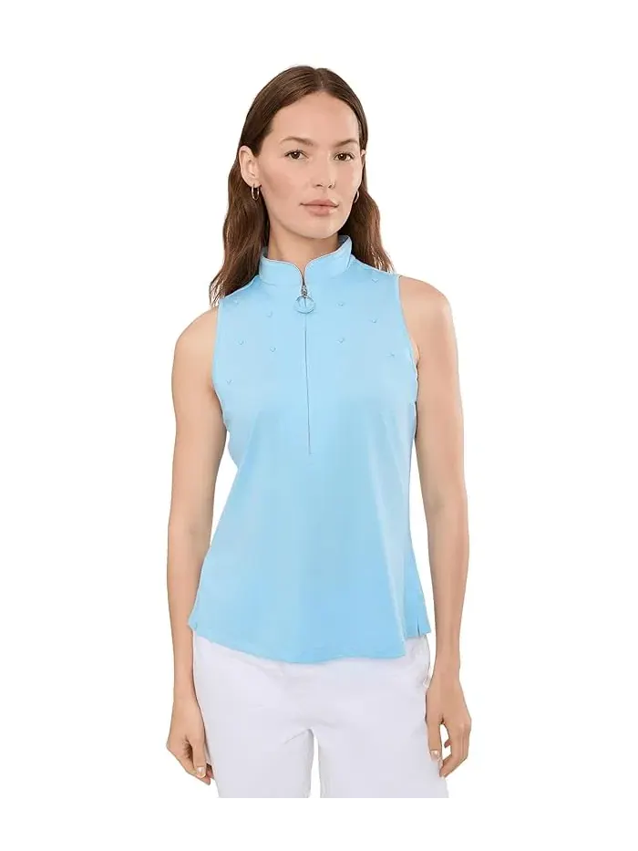 Топ без рукавов с молнией Sleeveless Zip Mock Top Jamie Sadock — изображение 1 из 5, фиолетовый