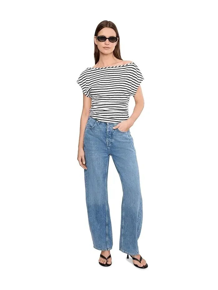 Топ с открытыми плечами полосатый Ellie Free People — изображение 2 из 5, синий