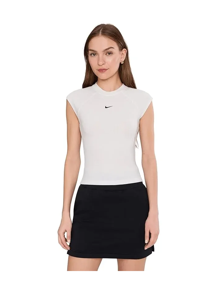 Топ Nike Sportswear Chill Knit Rib Short Sleeve — изображение 1 из 5, черный