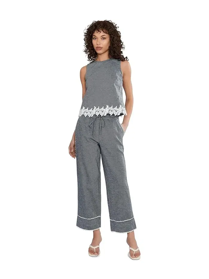 Топ Boxy Sleeveless Applique CeCe — изображение 2 из 5, синий
