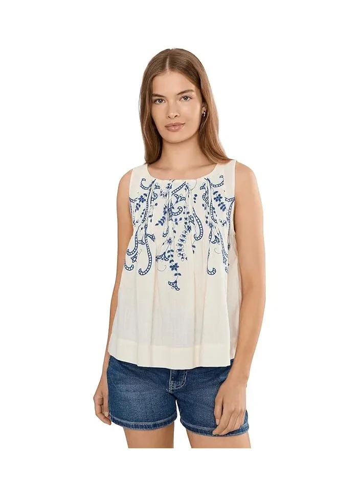 Топ sleeveless boat neck woven Liverpool Los Angeles — изображение 1 из 5, бежевый