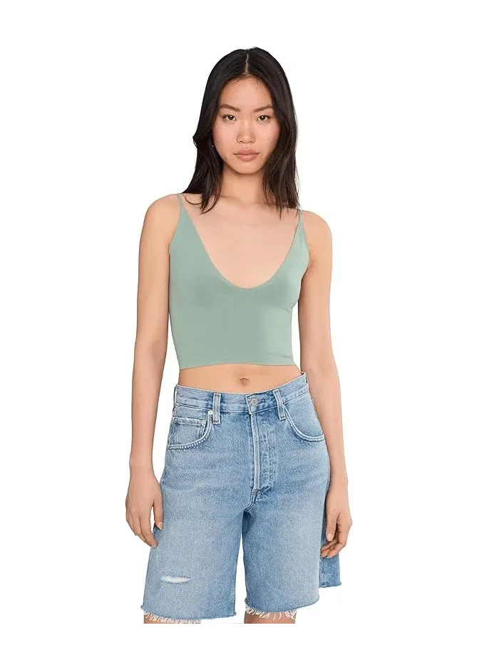 Топ с глубоким вырезом Round Two Skinny Strap Free People — изображение 1 из 5, лесной зеленый
