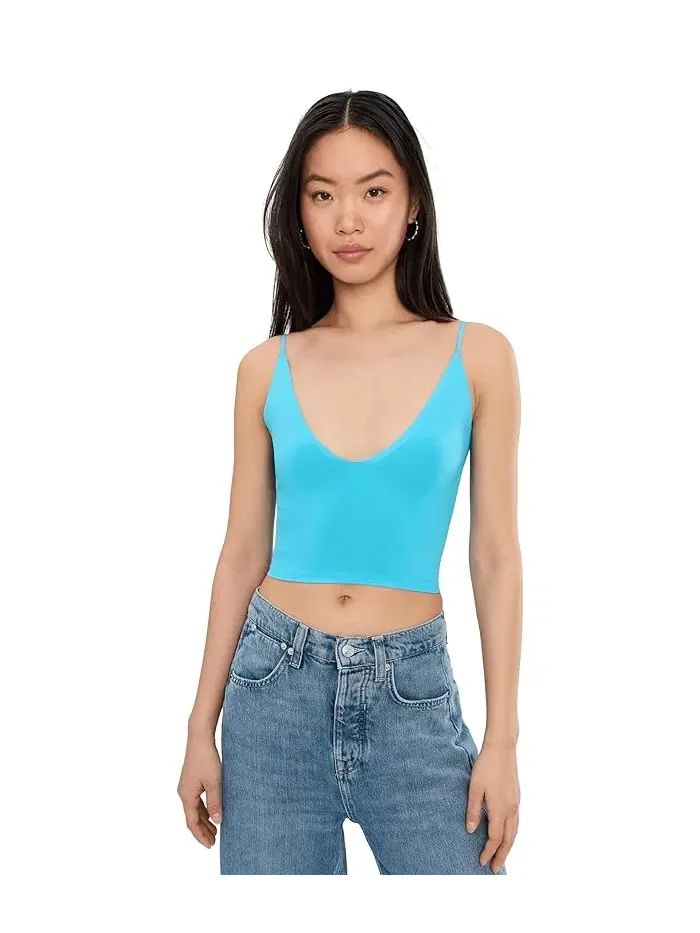 Топ с глубоким V-вырезом Round Two Skinny Strap Free People — изображение 1 из 5, синий