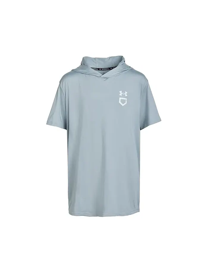 Худи Utility Lightweight Short Sleeve Hoodie Under Armour Kids — изображение 1 из 3, серый/белый