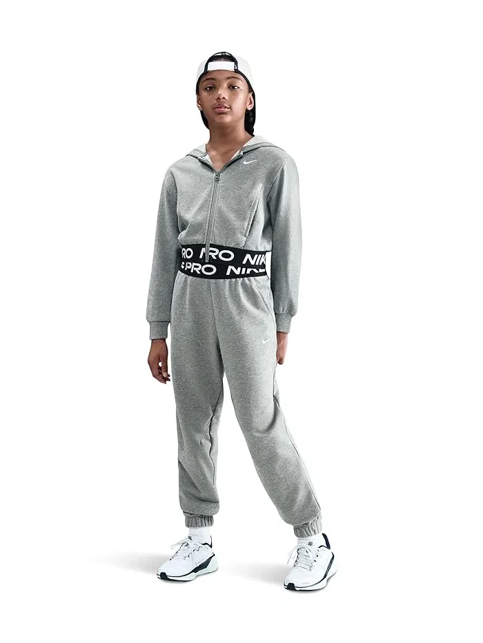 Худи Nike Kids Pro Fleece Dri-FIT Full-Zip — изображение 1 из 4, темный серый/белый