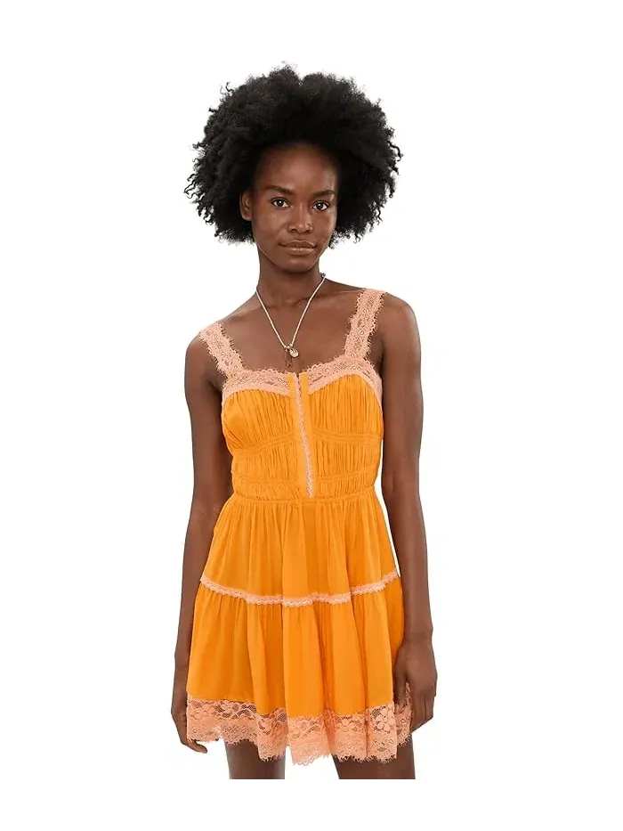 Платье мини кружевное So In Love Free People — изображение 1 из 5, розовый