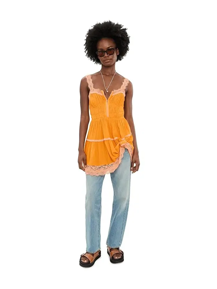 Платье мини кружевное So In Love Free People — изображение 2 из 5, розовый