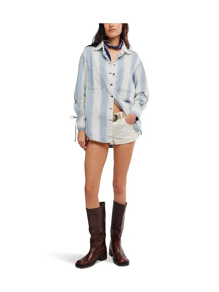 Рубашка оверсайз Crossroads Striped Free People — изображение 2 из 5, индиго