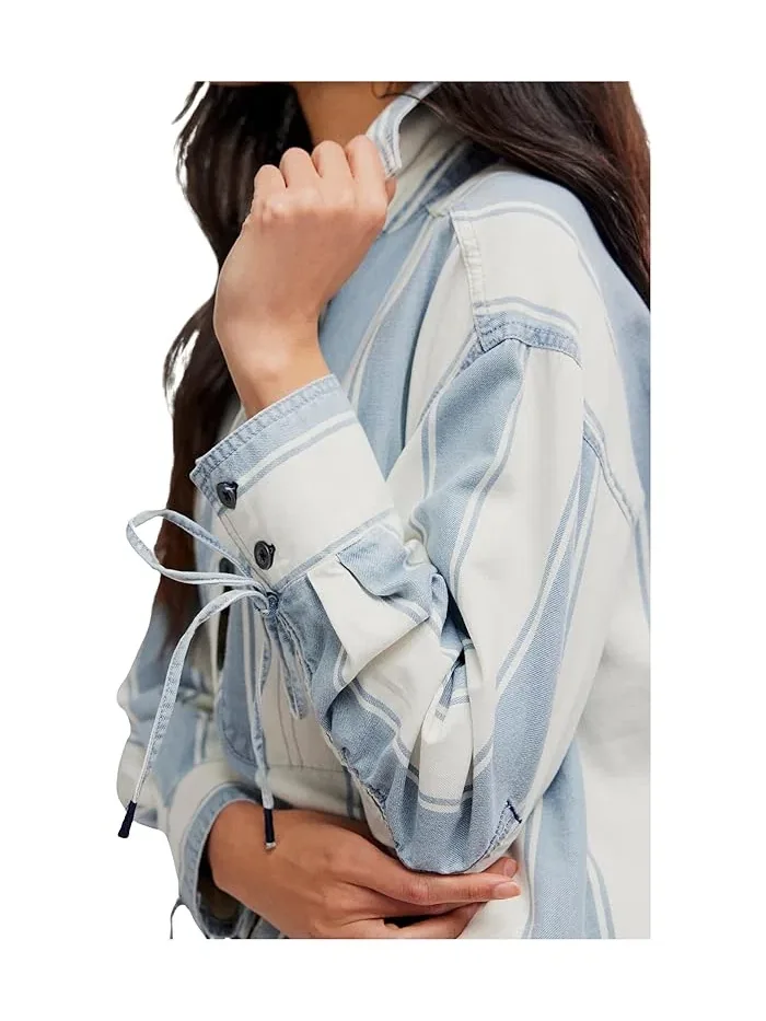 Рубашка оверсайз Crossroads Striped Free People — изображение 5 из 5, индиго
