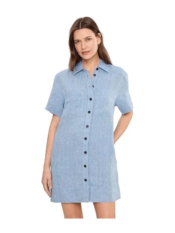 Платье-рубашка мини Relaxed из льна Madewell — изображение 1 из 5, синий