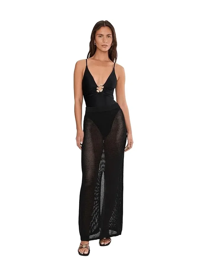 Юбка вязаная миди Seafolly Beach Edit Knit Midi Skirt — изображение 2 из 5, черный