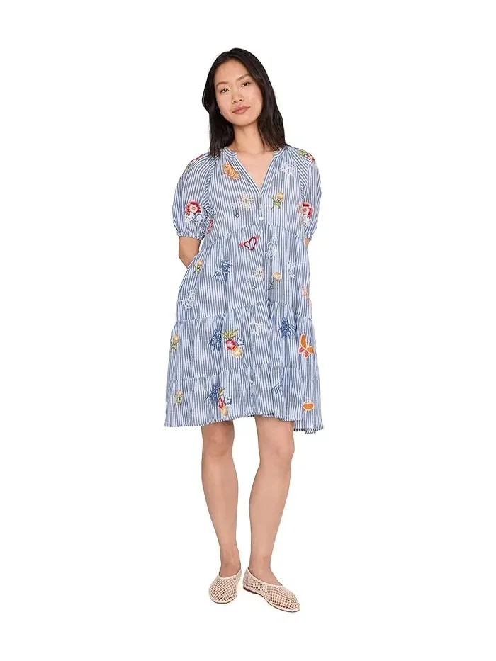 Платье с полосками Karia Dress Karyn Seo — изображение 2 из 5, синий