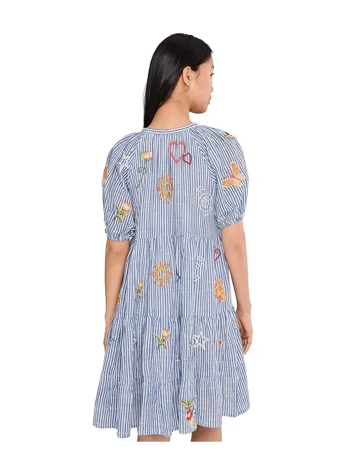 Платье с полосками Karia Dress Karyn Seo — изображение 4 из 5, синий