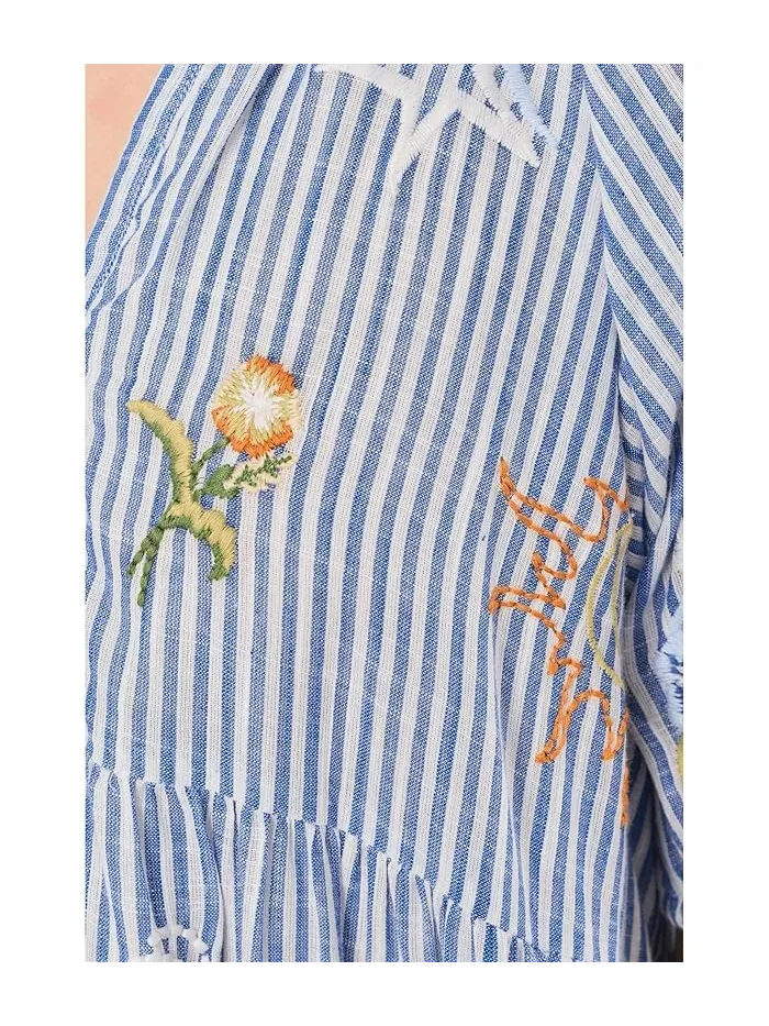 Платье с полосками Karia Dress Karyn Seo — изображение 5 из 5, синий