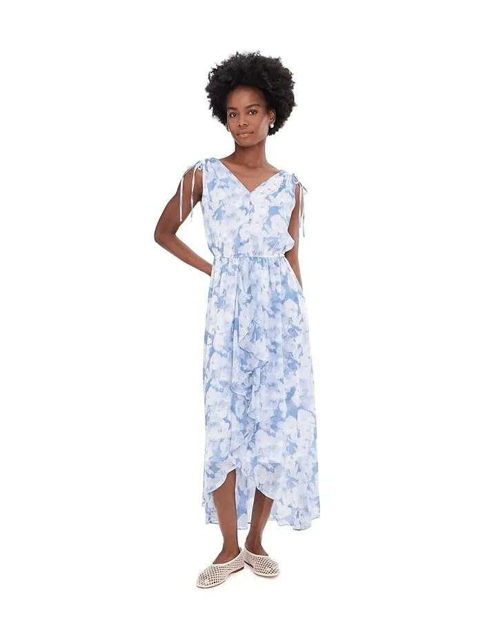 Платье миди с принтом Sleeveless Chiffon Printed Midi Calvin Klein — изображение 2 из 5, желтый