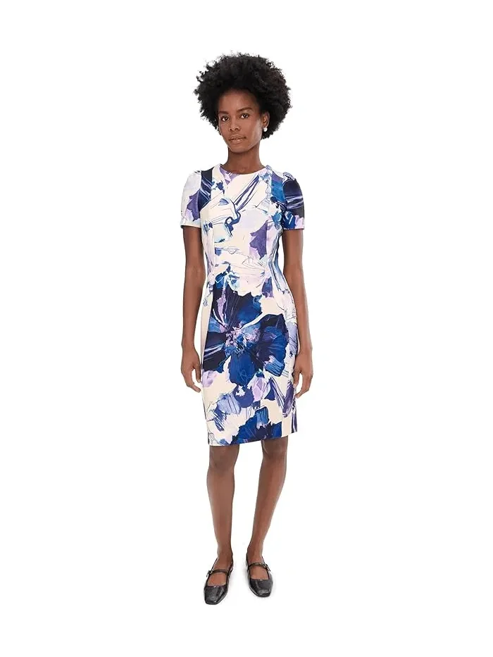 Платье с цветочным принтом Short Sleeve Floral Scuba Sheath Calvin Klein