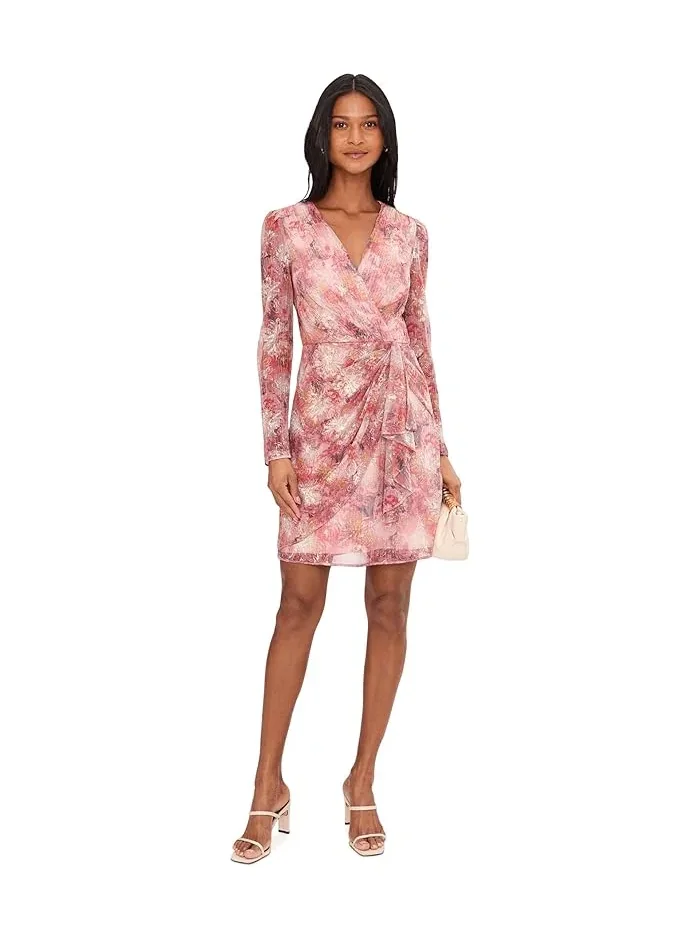 Платье с принтом Printed Metallic Crinkle Adrianna Papell — изображение 2 из 5, мульти