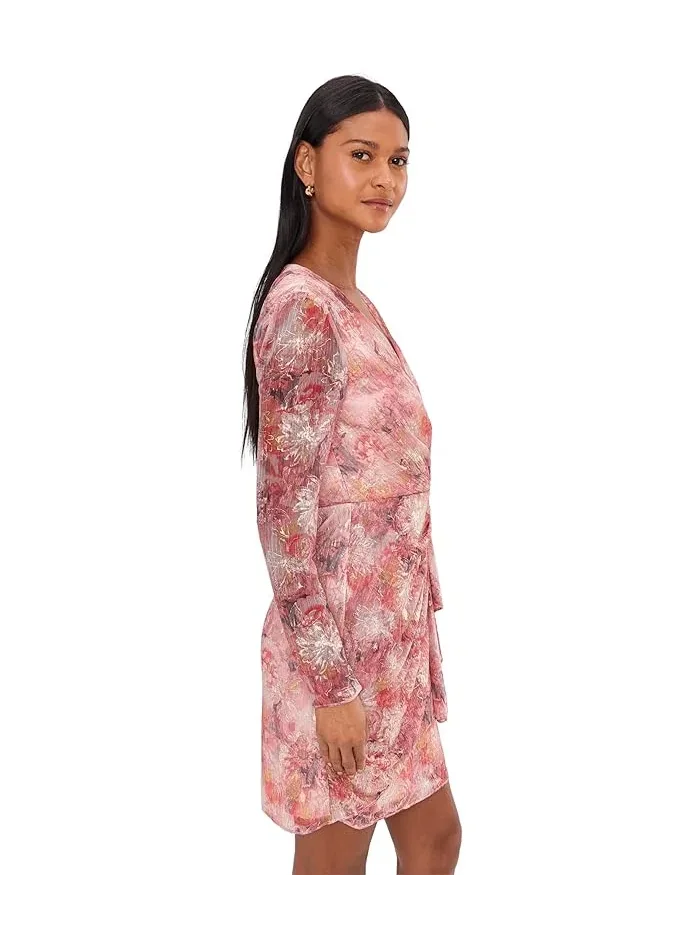 Платье с принтом Printed Metallic Crinkle Adrianna Papell — изображение 3 из 5, мульти