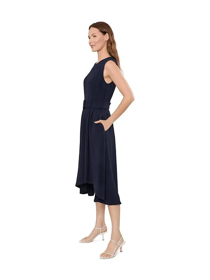 Платье A-силуэта Sleeveless Belted High Low Calvin Klein — изображение 2 из 4, синий
