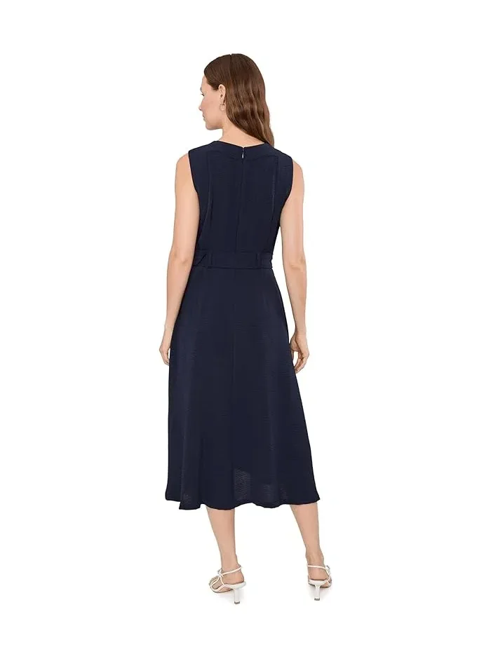 Платье A-силуэта Sleeveless Belted High Low Calvin Klein — изображение 3 из 4, синий