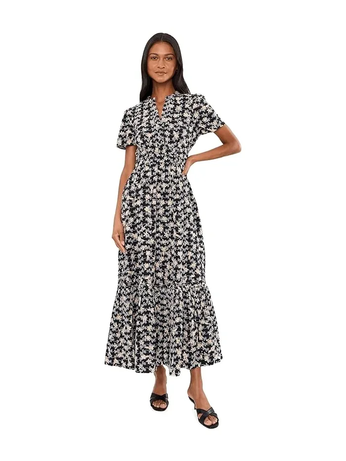 Платье макси с вышивкой Embroidery Elastic Waist Maxi Dress CeCe — изображение 1 из 5, красный
