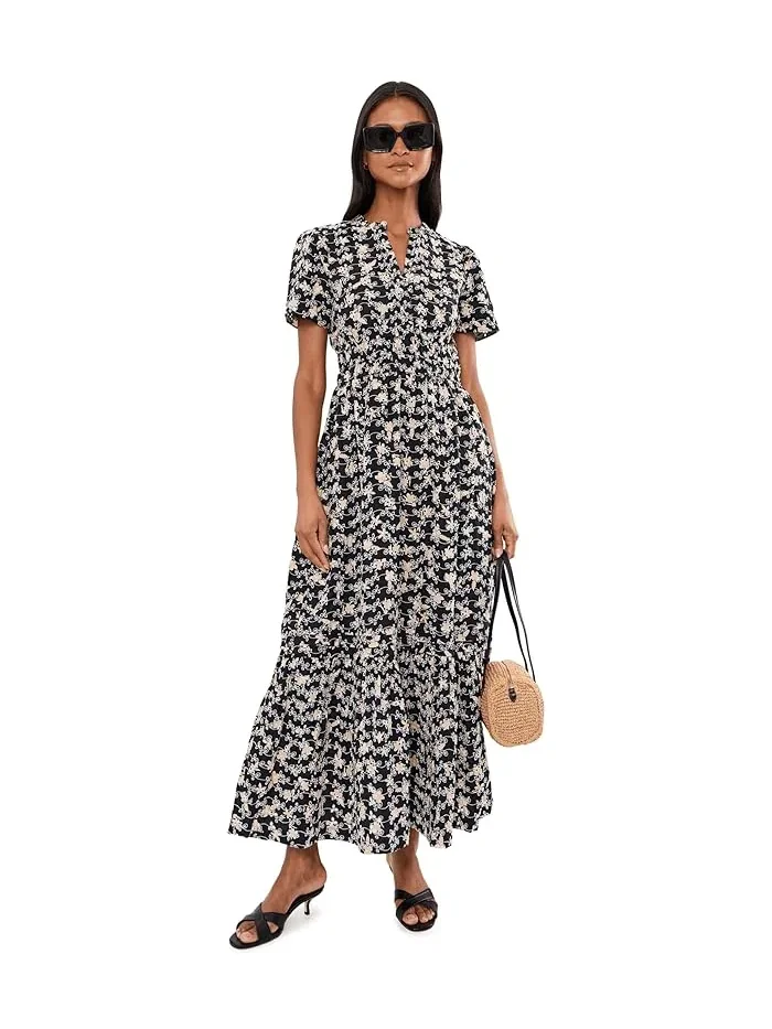 Платье макси с вышивкой Embroidery Elastic Waist Maxi Dress CeCe — изображение 2 из 5, красный