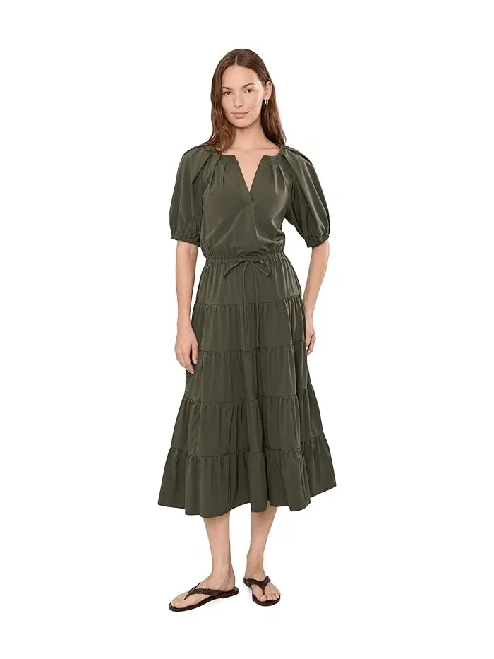 Платье миди с пышными рукавами Puff Sleeve Commuter Tiered Midi Calvin Klein