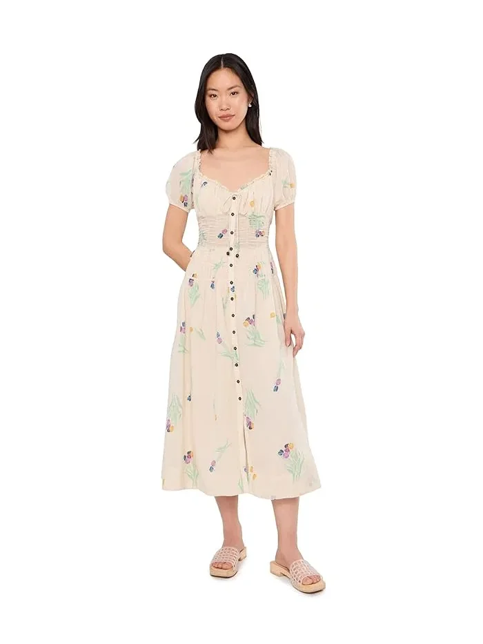 Платье миди Complete Me Free People — изображение 1 из 5, бежевый