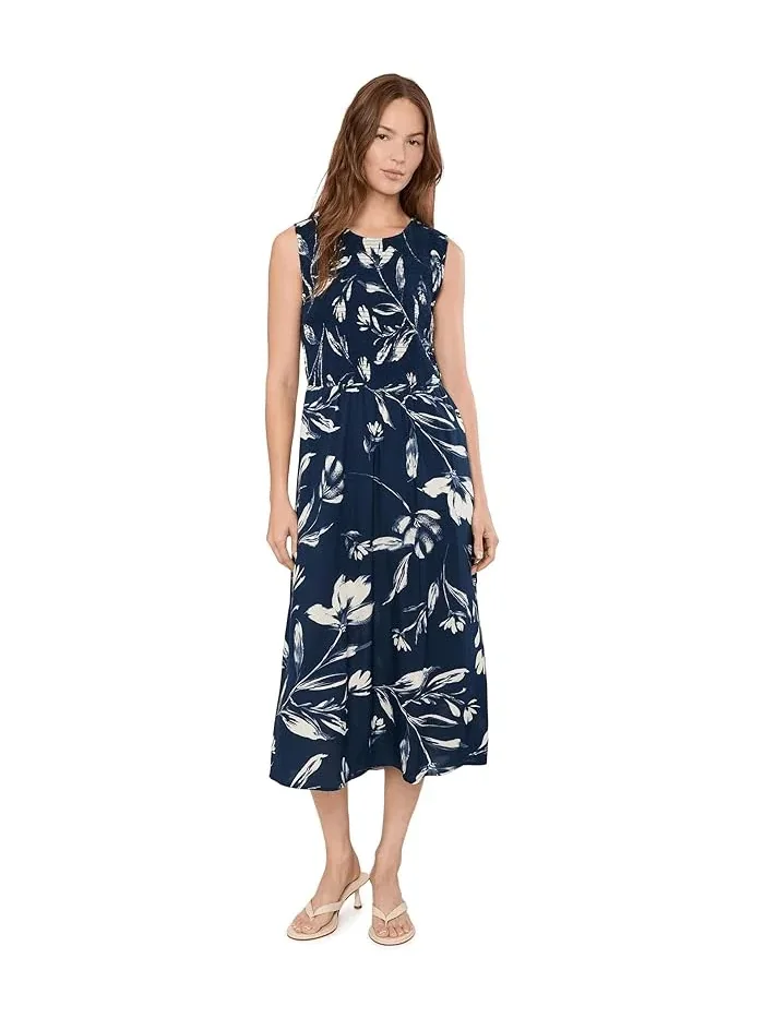 Платье миди с цветочным принтом Sleeveless Smocked Floral Midi Calvin Klein