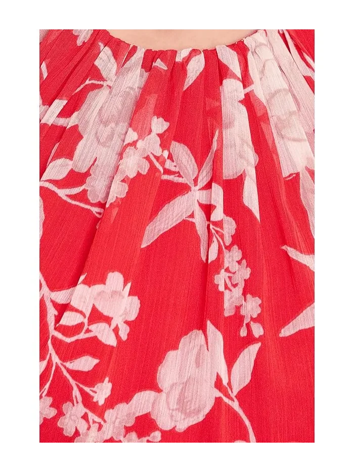 Платье миди с цветочным принтом Floral Chiffon Flutter Sleeve Midi Calvin Klein — изображение 5 из 5, мульти