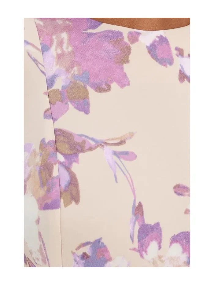 Платье A-silhouette Short Sleeve Scuba Floral Aline Calvin Klein — изображение 5 из 5, хаки мульти