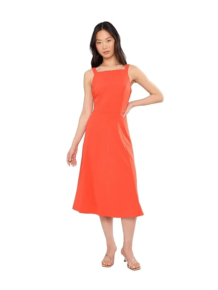 Платье A-line квадратный вырез Scuba Crepe Calvin Klein — изображение 2 из 5, светлый натуральный