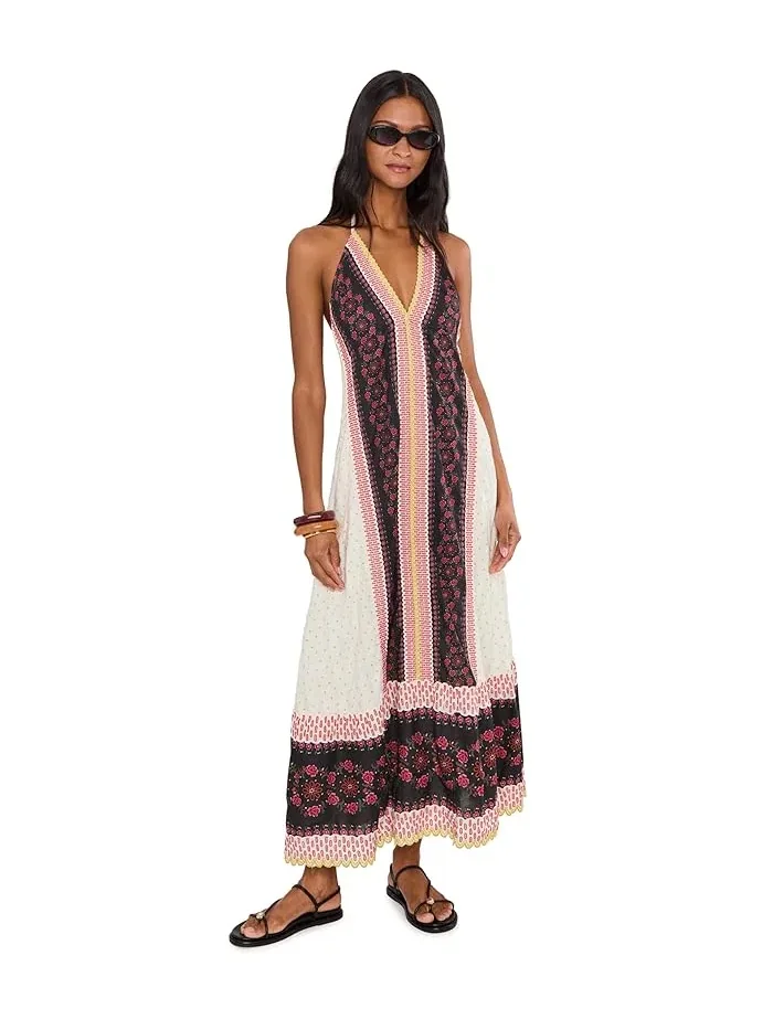 Платье макси с принтом Cubana Free People — изображение 2 из 5, слоновая кость
