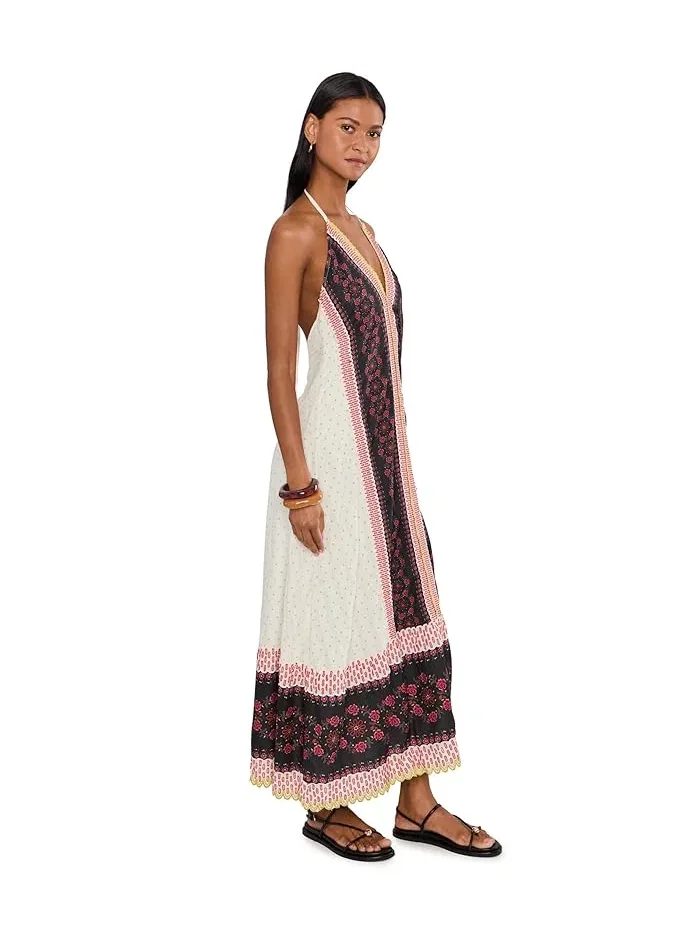 Платье макси с принтом Cubana Free People — изображение 3 из 5, слоновая кость