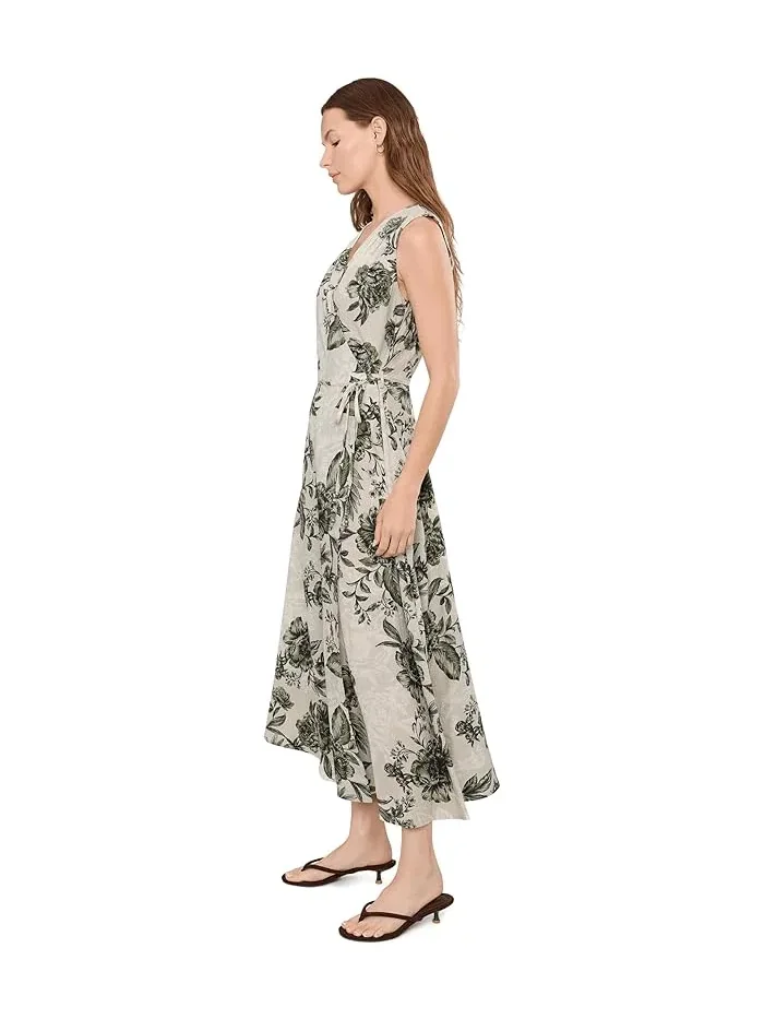 Платье с цветочным принтом модель Sleeveless V-Neck Floral Gauze Faux Wrap Dress Calvin Klein — изображение 3 из 5