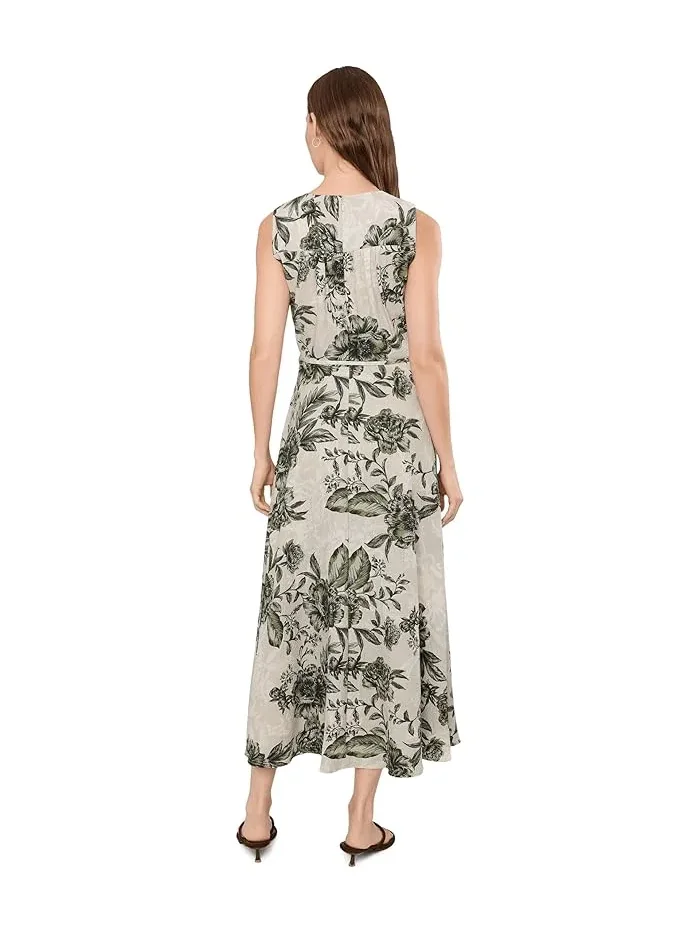 Платье с цветочным принтом модель Sleeveless V-Neck Floral Gauze Faux Wrap Dress Calvin Klein — изображение 4 из 5