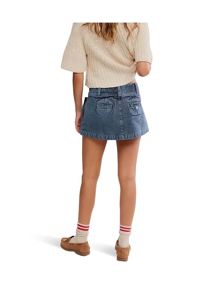 Юбка A-силуэта Dream Weaver Micro Skirt Free People — изображение 4 из 5, синий