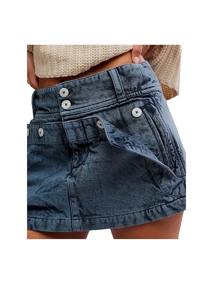 Юбка A-силуэта Dream Weaver Micro Skirt Free People — изображение 5 из 5, синий