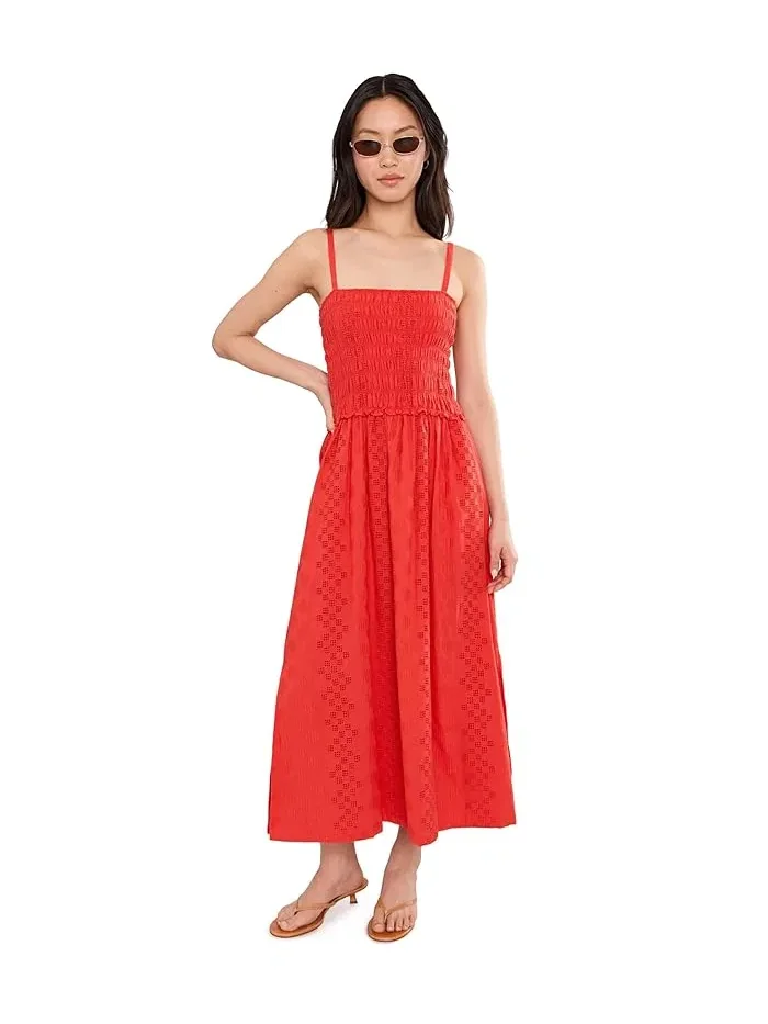 Платье с вышивкой Kenzie Geo Splendid, Scarlett — изображение 2 из 5, алый