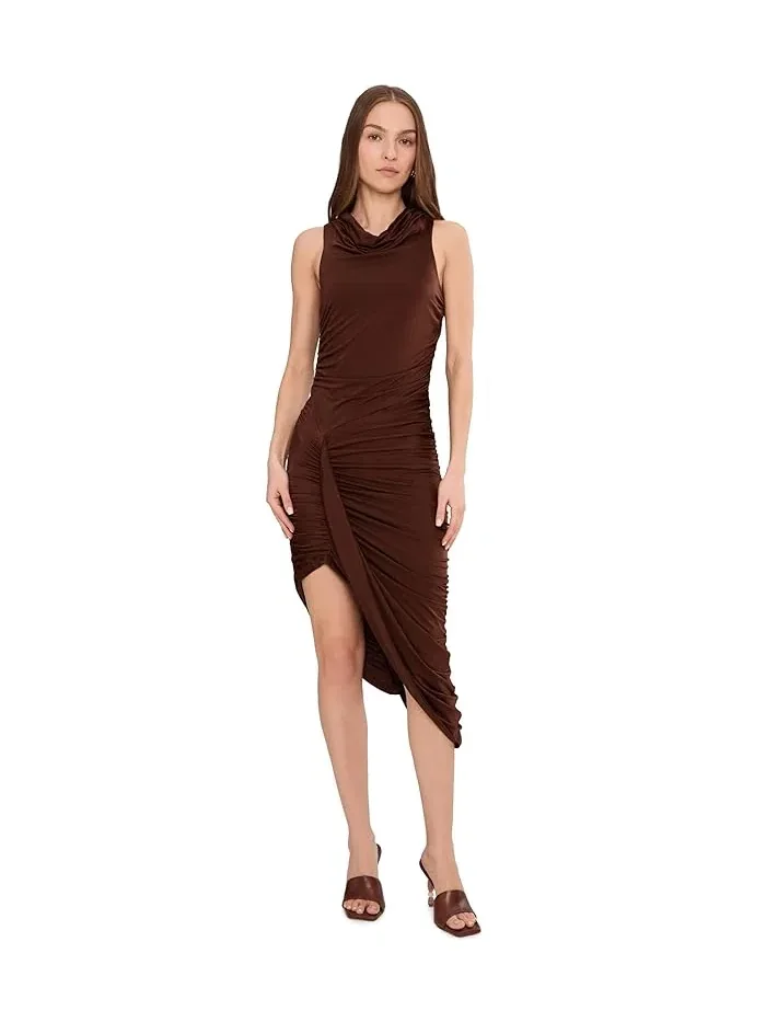 Платье миди с запахом Sleeveless Jersey Twist Midi Dress Avec Les Filles — бежевый