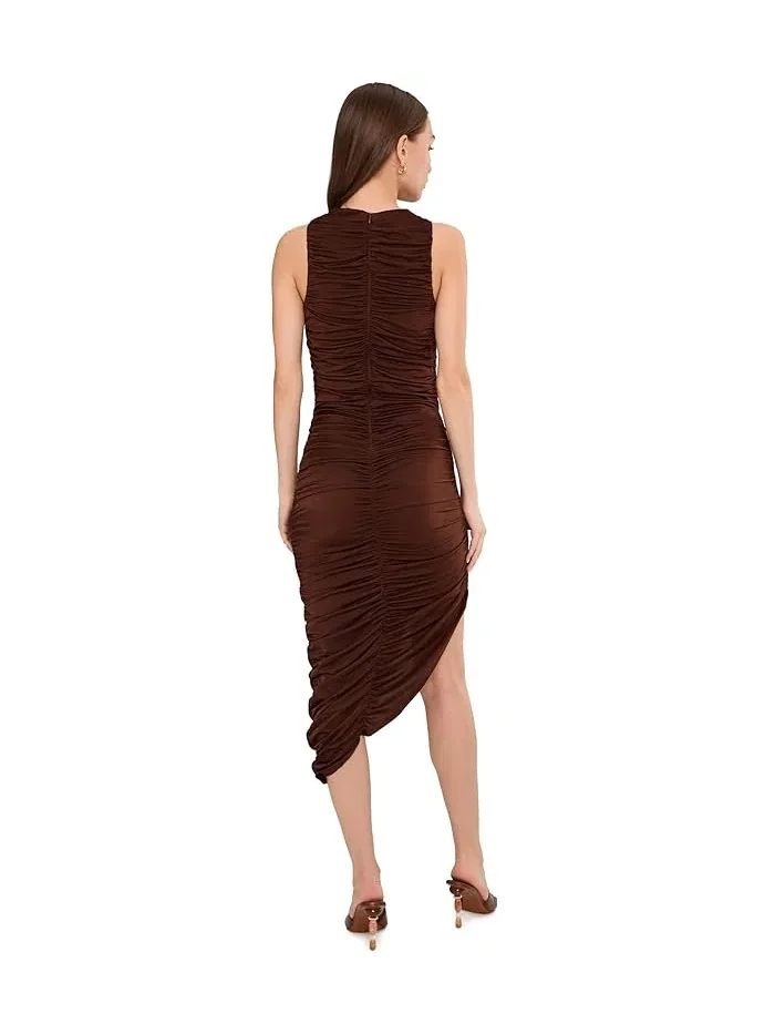 Платье миди с запахом Sleeveless Jersey Twist Midi Dress Avec Les Filles — изображение 4 из 5, пшеница
