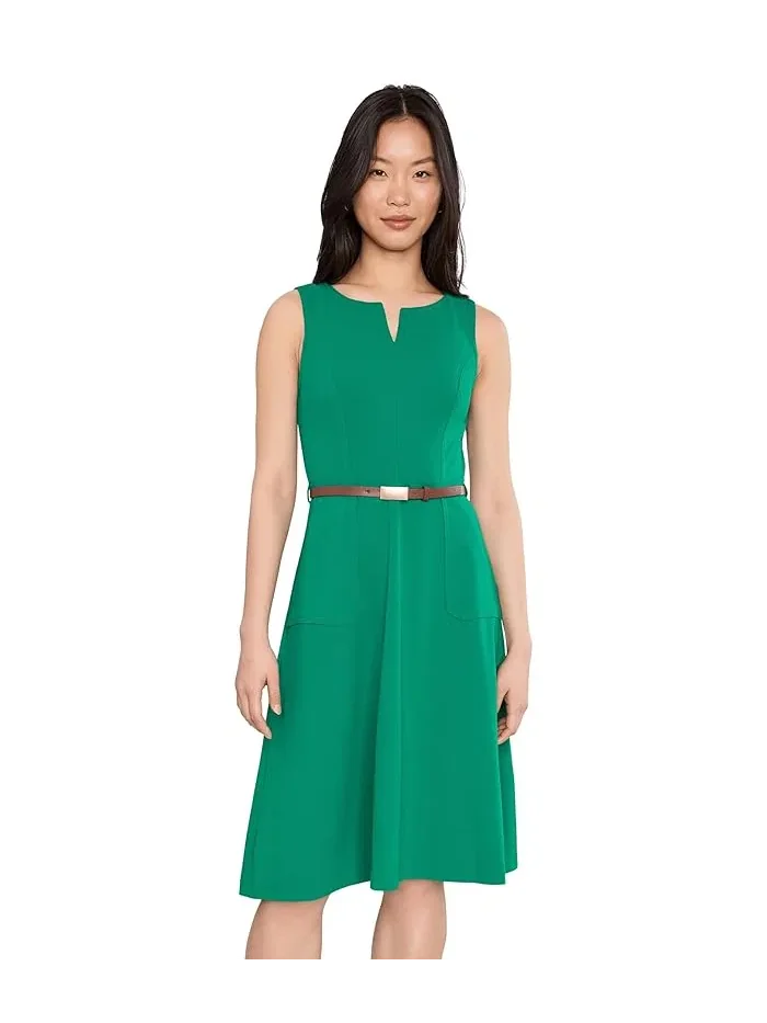 Платье А-силуэта Sleeveless Belted Scuba Crepe Aline Calvin Klein