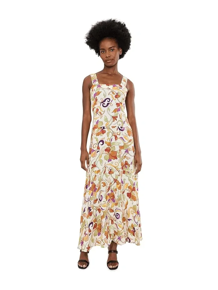 Платье-макси с цветочным принтом Square Neck Tiered Maxi Vince Camuto